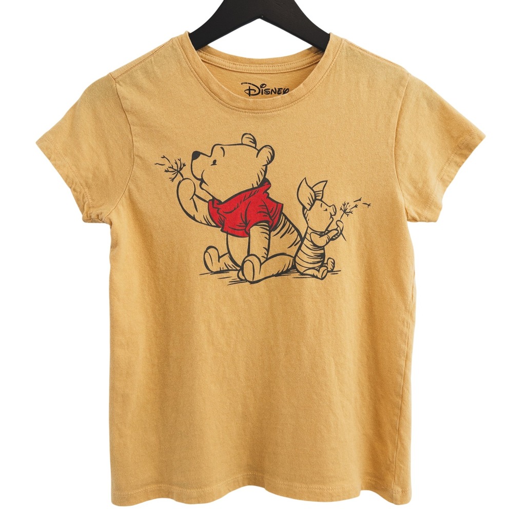 Disney Winnie the Pooh T-shirt Womens XXS Yellow Graphic Piglet Tee Classic Pooh